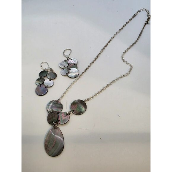 Pearly Necklace & Earrings Set With Silver-Tone Chain And Hook Closures For Wome - Picture 1 of 2